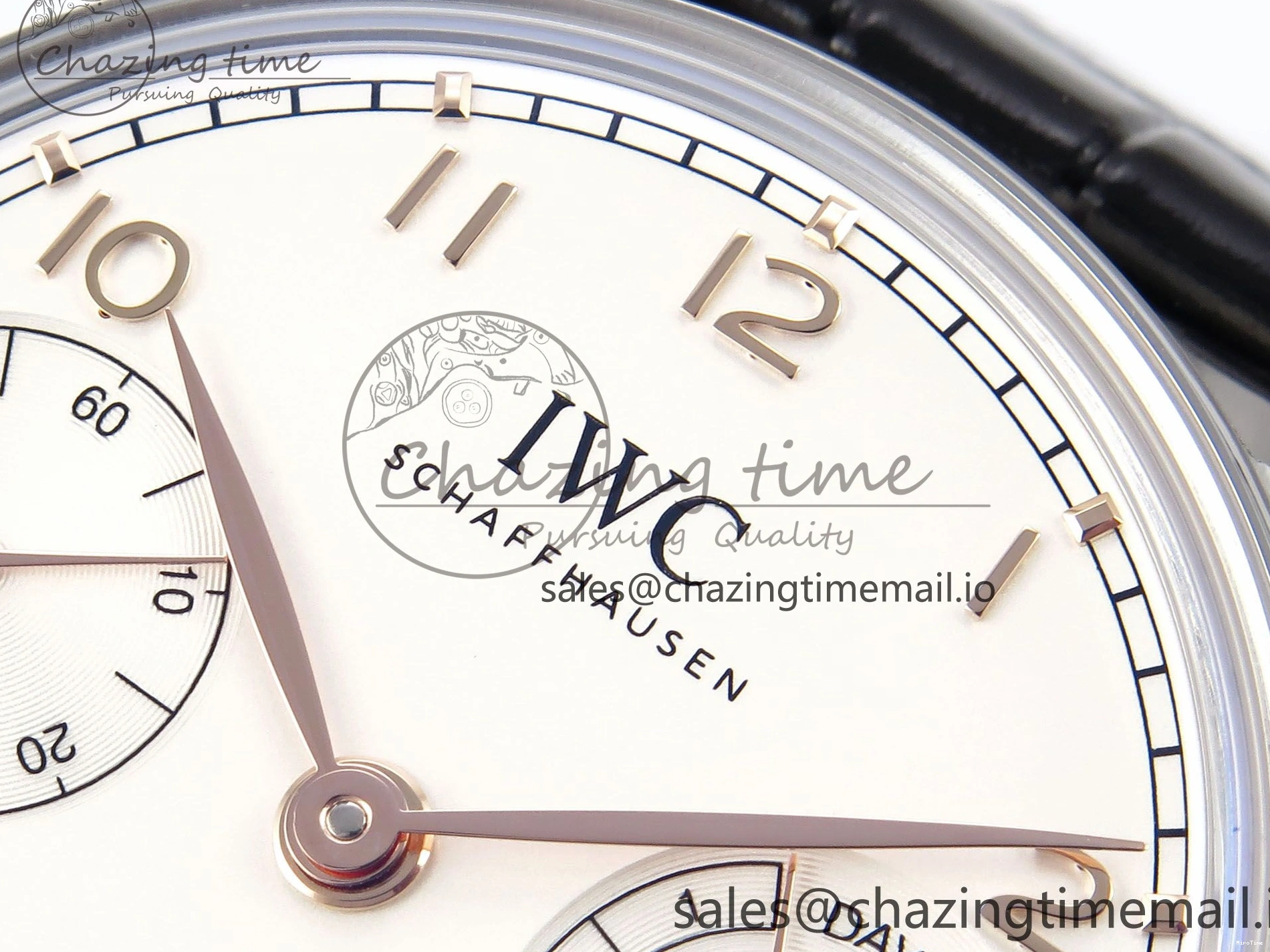 MIROTIME 0308 OnTrend Portugieser Automatic 42mm SS APSF 1:1 Best Edition White RG Dial on Black Leather Strap A 7010